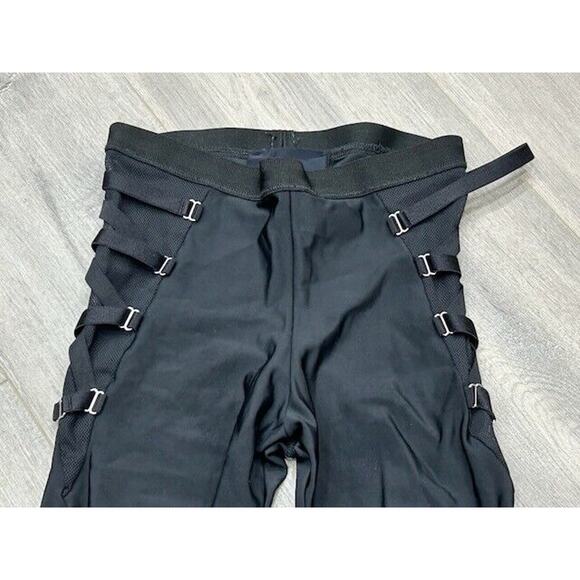 Blue Life Fit Womens Garter Leggings Elastic Waist Sheer Mesh Panel Black Size S - Picture 3 of 7